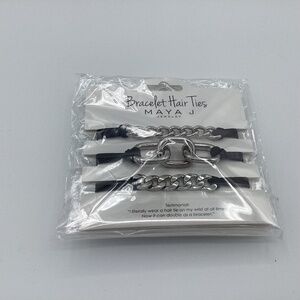 Maya J Jewelry: Bracelet Hair Ties in Silver-Tone Hardware Set of 3 - New